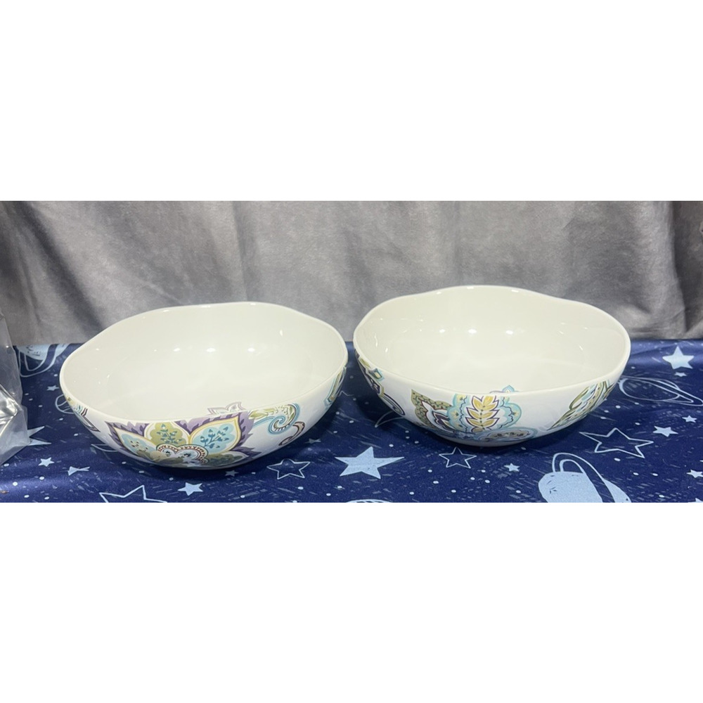 222 Fifth Indochine Purple 2 Cereal Bowls